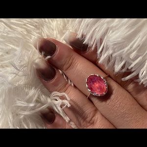 925 Sterling Silver Lotus Pink Swarovski CZ ring